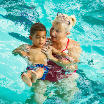 Swim lessons in a pool