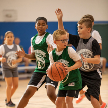 Children playing basketball